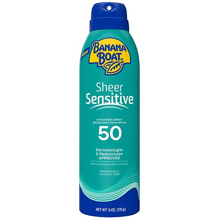 Banana Boat Sheer Sensitive Body Sunscreen Spray, SPF 50